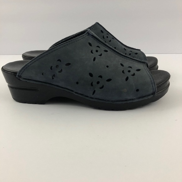 Dansko Shoes Womens 39 Blue Suede Perforated Slip on Open Toe Mules - Picture 2 of 12